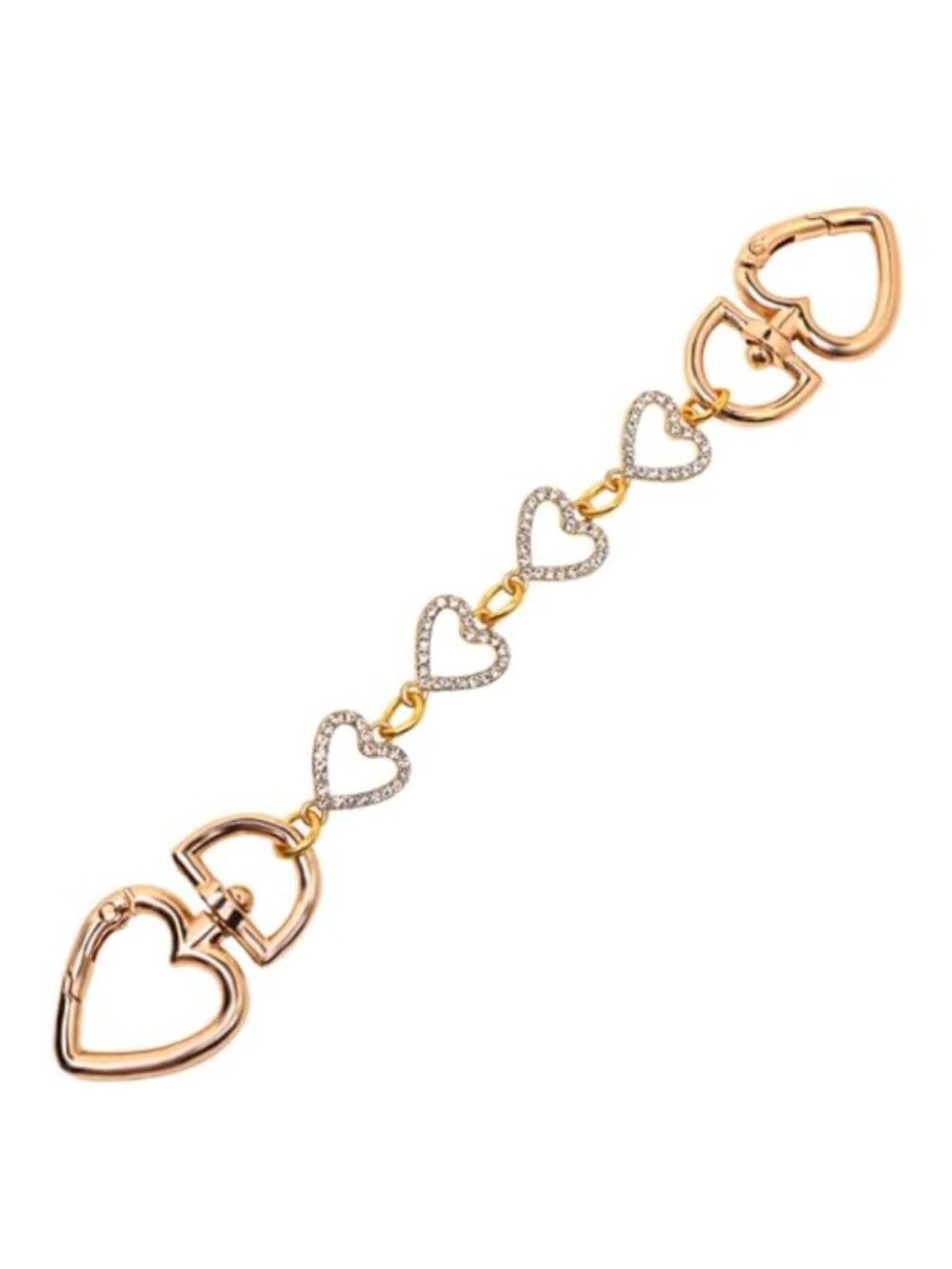 Rhinestone Heart Purse Extender Chain Strap Metal 6.5 Inch Handbag Shoulder Bag